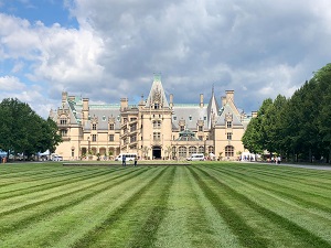 Biltmore Estate at end of long green yard